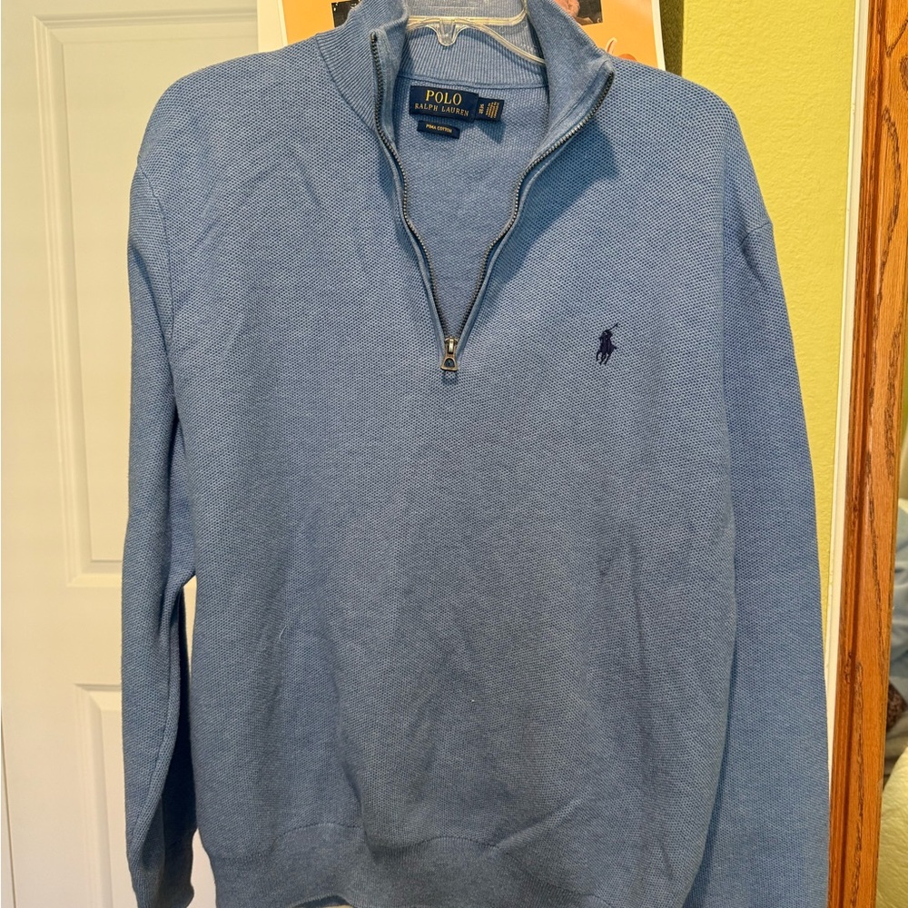 Ralph Lauren Men's Light Blue Zip-Up Sweater